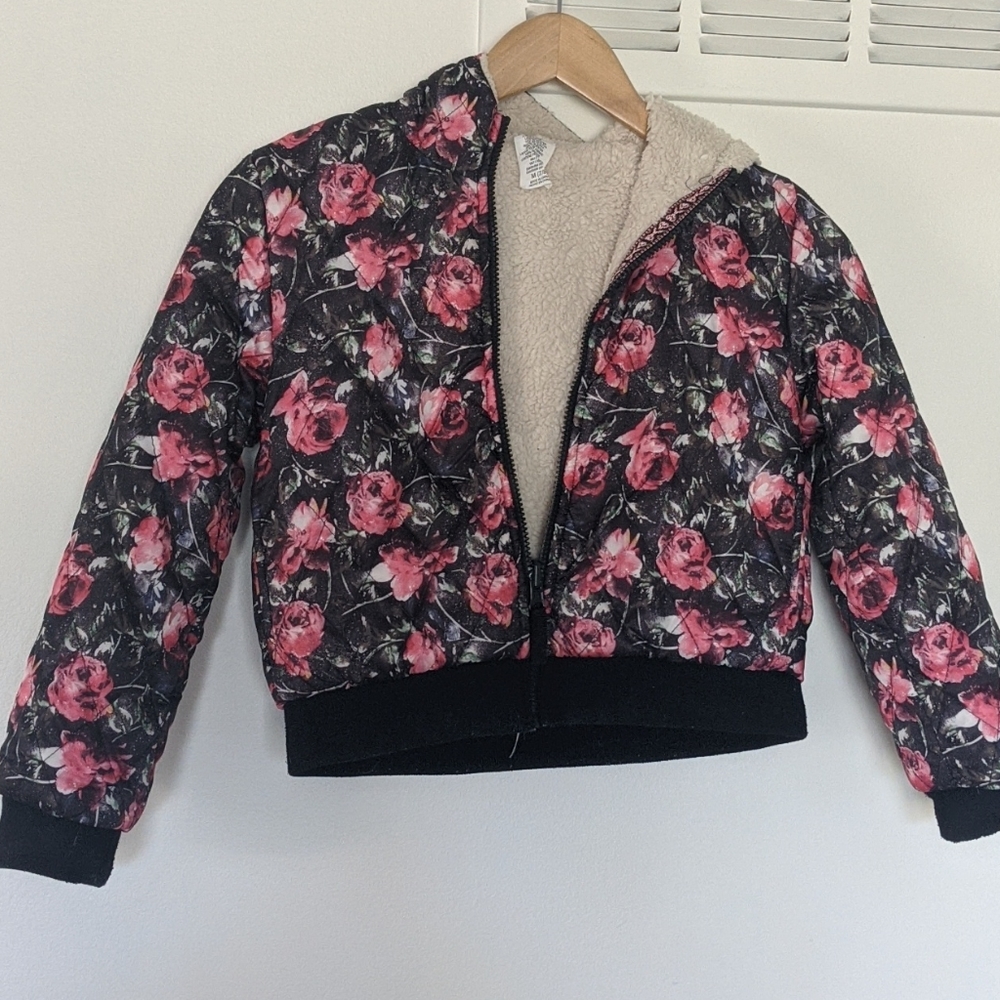 Girls reversible puffer/sherpa coat